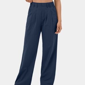 Halara High Waisted Wide Leg Casual Linen-Feel Pants